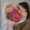 Сборный букет с розовой гортензией