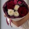 борный букет с бордовыми французскими розами